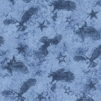 Stars & Stripes 13 - Stonehenge 27886-44 Blue by Linda Ludovico for Northcott Fabrics, Image