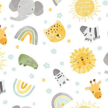 Sunny Safari 27764-10 White Multi by Northcott Fabrics, Image