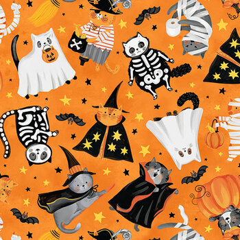 The Boo Crew 28201-54 Orange Multi by Northcott Studio for Northcott Fabrics