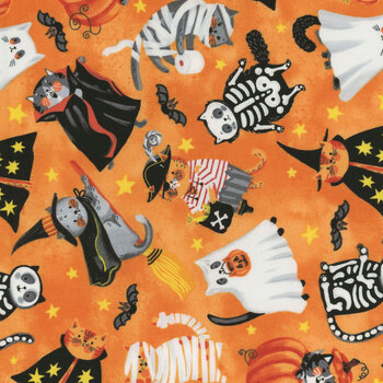 The Boo Crew 28201-54 Orange Multi by Northcott Studio for Northcott Fabrics, Image