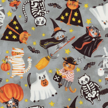 The Boo Crew 28201-92 Lt Gray Multi by Northcott Studio for Northcott Fabrics, Image