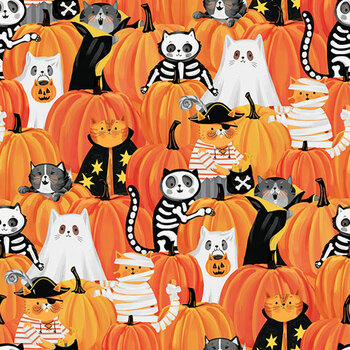 The Boo Crew 28202-54 Orange Multi by Northcott Studio for Northcott Fabrics, Image