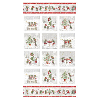 The Christmas Mouse Flannel F28035-10 White Multi Panel by Sarah Summers for Northcott Fabrics, Image