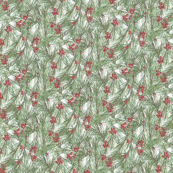 The Christmas Mouse Flannel F28040-10 White/Green by Sarah Summers for Northcott Fabrics, Image