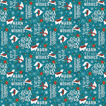 Woodland Wishes 27904-66 Teal Multi by Michael Zindell for Northcott Fabrics, Image