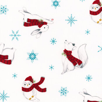 Woodland Wishes 27905-10 White Multi by Michael Zindell for Northcott Fabrics, Image
