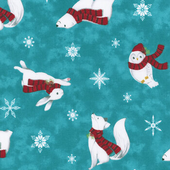 Woodland Wishes 27905-64 Md Teal Multi by Michael Zindell for Northcott Fabrics, Image