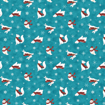 Woodland Wishes 27905-64 Md Teal Multi by Michael Zindell for Northcott Fabrics, Image