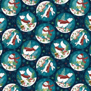 Woodland Wishes DP27902-48 Navy Multi by Michael Zindell for Northcott Fabrics, Image