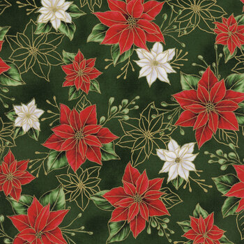 Blooming Holidays X7788-60G-Hunter-Gold  by Hoffman Fabrics, Image