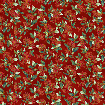 Blooming Holidays X7791-78G-Scarlet-Gold  by Hoffman Fabrics, Image