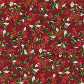 Blooming Holidays X7791-78G-Scarlet-Gold  by Hoffman Fabrics, Image