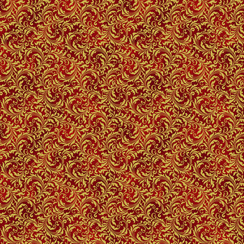 Blooming Holidays X7790-78G-Scarlet-Gold  by Hoffman Fabrics, Image