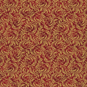 Blooming Holidays X7790-78G-Scarlet-Gold  by Hoffman Fabrics, Image