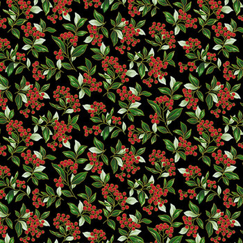 Blooming Holidays X7791-4G-Black-Gold  by Hoffman Fabrics, Image