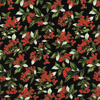 Blooming Holidays X7791-4G-Black-Gold  by Hoffman Fabrics, Image