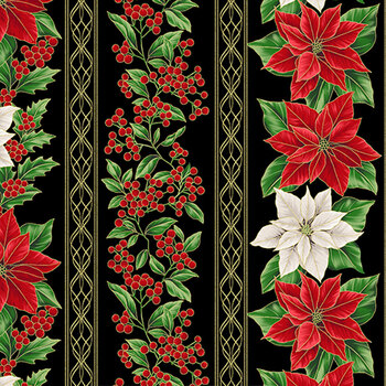 Blooming Holidays X7789-4G-Black-Gold  by Hoffman Fabrics, Image