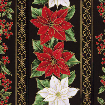 Blooming Holidays X7789-4G-Black-Gold  by Hoffman Fabrics, Image