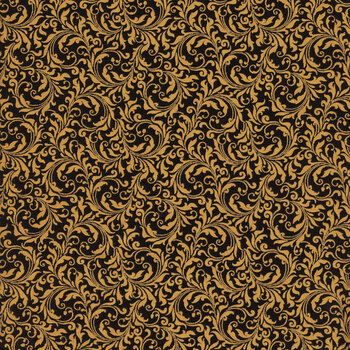 Blooming Holidays X7790-4G-Black-Gold  by Hoffman Fabrics, Image