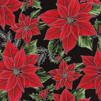 Blooming Holidays X7787-213S-Onyx-Silver  by Hoffman Fabrics, Image