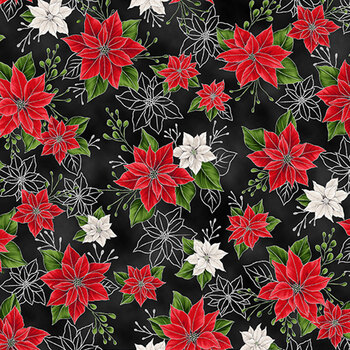 Blooming Holidays X7788-213S-Onyx-Silver  by Hoffman Fabrics, Image