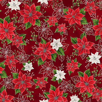 Blooming Holidays X7788-10S-Crimson-Silver  by Hoffman Fabrics, Image