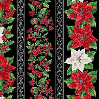 Blooming Holidays X7789-213S-Onyx-Silver  by Hoffman Fabrics, Image