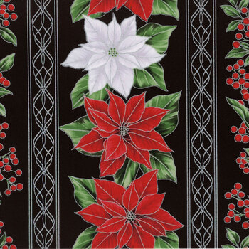 Blooming Holidays X7789-213S-Onyx-Silver  by Hoffman Fabrics, Image