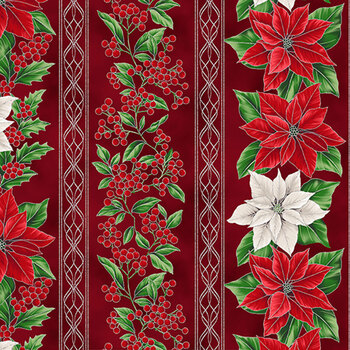 Blooming Holidays X7789-10S-Crimson-Silver  by Hoffman Fabrics, Image