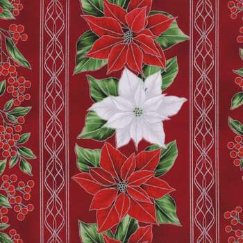 Blooming Holidays X7789-10S-Crimson-Silver  by Hoffman Fabrics, Image