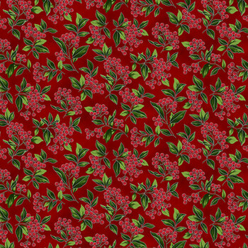 Blooming Holidays X7791-10S-Crimson-Silver  by Hoffman Fabrics, Image