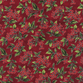 Blooming Holidays X7791-10S-Crimson-Silver  by Hoffman Fabrics, Image