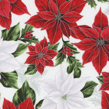 Blooming Holidays X7787-176S-Ice-Silver  by Hoffman Fabrics, Image