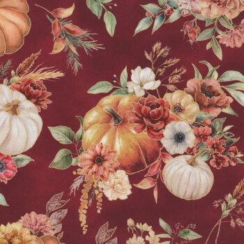 Harvest Bouquet X5542-195-Maroon  by Hoffman Fabrics, Image