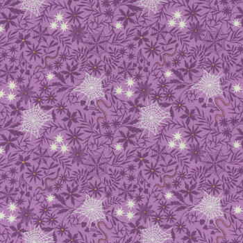 Witchy Woods LEIA884A Floral Cobwebs Purple by Lewis & Irene, Image