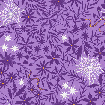 Witchy Woods LEIA884A Floral Cobwebs Purple by Lewis & Irene, Image