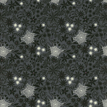 Witchy Woods LEIA884B Floral Cobwebs Grey by Lewis & Irene, Image