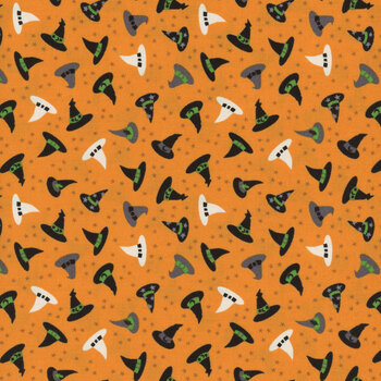 Witchy Woods LEIA886B Witches Hats Orange by Lewis & Irene, Image