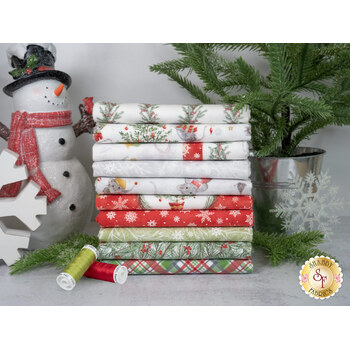 The Christmas Mouse Flannel  10 FQ Set by Sarah Summers for Northcott Fabrics, Image