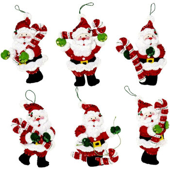 Candy Cane Santas Felt Ornament Kit - Makes 6, Image