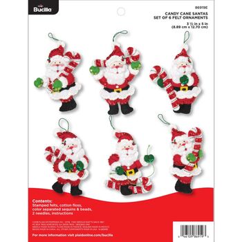  Candy Cane Santas Felt Ornament Kit - Makes 6, Image