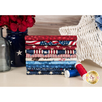 Stars & Stripes 13 - Stonehenge  10 FQ Set by Linda Ludovico for Northcott Fabrics, Image