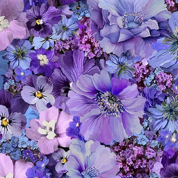 Garden Delight FLEUR-CD3502 Purple by Timeless Treasures Fabrics, Image