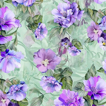 Garden Delight FLEUR-CD3503 Sage by Timeless Treasures Fabrics, Image