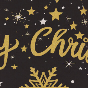 Merry Christmas HOLIDAY-CM3620 BLACK Panel  by Timeless Treasures Fabrics, Image