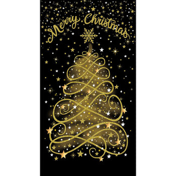 Merry Christmas CM3620-BLACK Panel  by Timeless Treasures Fabrics, Image