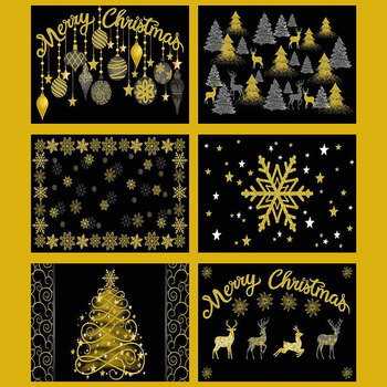 Merry Christmas CM3621-GOLD Panel  by Timeless Treasures Fabrics, Image