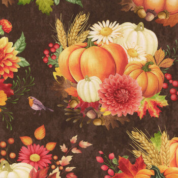 Gather With A Grateful Heart HARVEST-CD3512 BROWN by Timeless Treasures Fabrics, Image