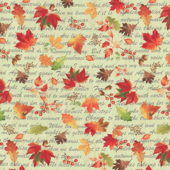 Gather With A Grateful Heart HARVEST-CD3520 GREEN Timeless Treasures Fabrics, Image