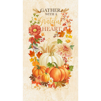 Gather With A Grateful Heart PANEL-CD3510 CREAM Panel by Timeless Treasures Fabrics, Image